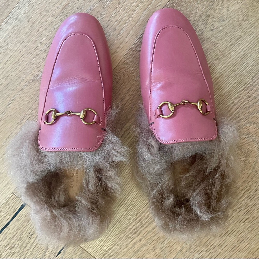 Gucci Princetown Pink Fur Lined rare size 39 EXCELLENT condition